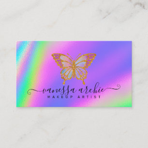 Goldener Glitzer Rainbow Holographic Butterfly Visitenkarte