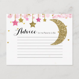 Goldener Glitzer Rosa Mond Advice Card Kinderdusch Begleitkarte