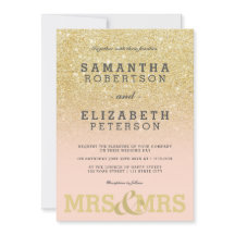 Goldener Glitzer Rosa Ober Lesbe Hochzeit Einladun