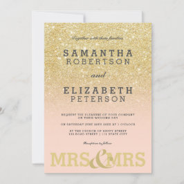 Goldener Glitzer Rosa Ober Lesbe Hochzeit Einladun Einladung