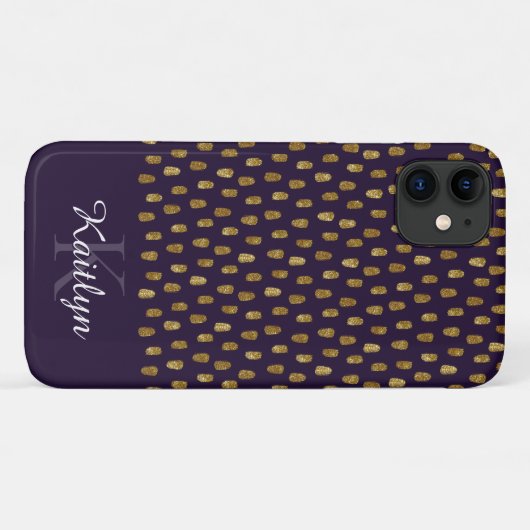 Goldener Glitzer Schlaganfall auf Lila Case-Mate iPhone Hülle (Rückseite (Horizontal))