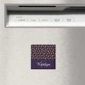 Goldener Glitzer Schlaganfall auf Lila Magnet (In Situ (Geschirrspüler))