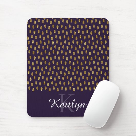 Goldener Glitzer Schlaganfall auf Lila Mousepad (Mit Mouse)