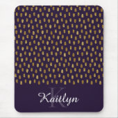 Goldener Glitzer Schlaganfall auf Lila Mousepad (Vorne)