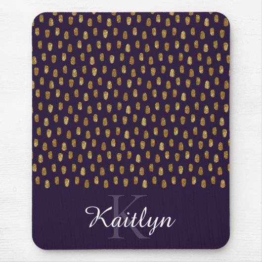 Goldener Glitzer Schlaganfall auf Lila Mousepad (Vorne)