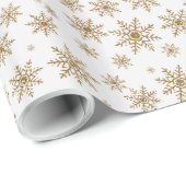 Goldener Glitzer Schneeflocken Geschenkpapier (Rolleneckpunkt)