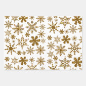 Goldener Glitzer Schneeflocken Weihnachtsmuster Geschenkpapier Set (Vorderseite 2)
