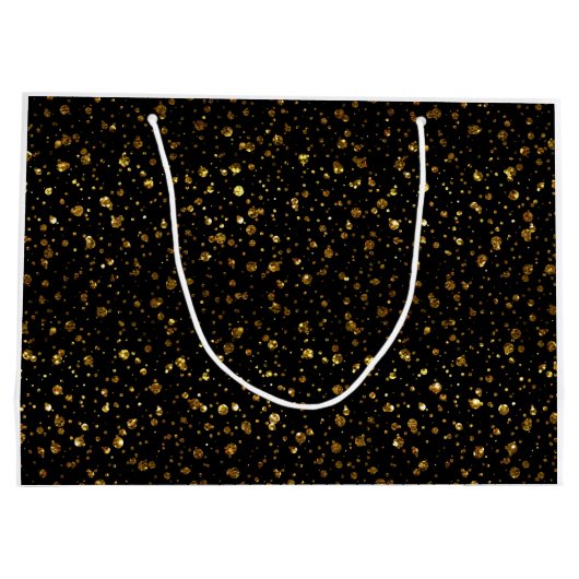 Goldener Glitzer Schwarz-weiß Frohe Weihnachten Große Geschenktüte (Rückseite)