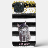 Goldener Glitzer Schwarze Streifen Katze Illustrat Case-Mate iPhone Hülle (Rückseite)