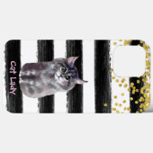 Goldener Glitzer Schwarze Streifen Katze Illustrat Case-Mate iPhone Hülle (Rückseite (Horizontal))