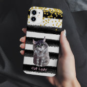 Goldener Glitzer Schwarze Streifen Katze Illustrat Case-Mate iPhone Hülle