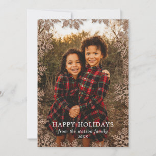 Goldener Glitzer Snowflake Grenz-Karte Feiertagskarte