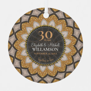 Goldener Glitzer Sonnenblume Geo-Mandala Jahrestag Ornament Aus Metall