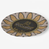 Goldener Glitzer Sonnenblume Modernes Jubiläum Pappteller (Schrägansicht)