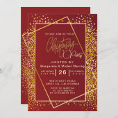 Goldener Glitzer Sparkle Lights Party Einladung (Vorne/Hinten)