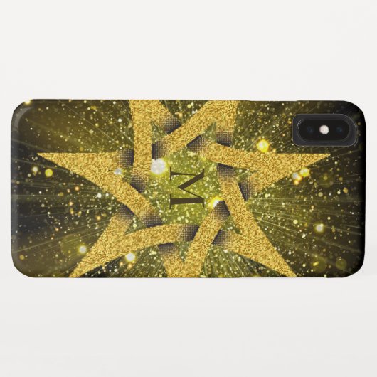 Goldener Glitzer Star Case-Mate iPhone Hülle (Rückseite (Horizontal))