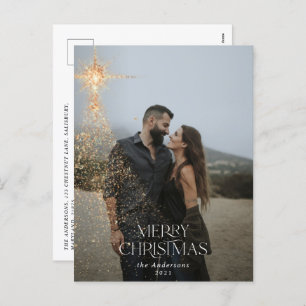 goldener Glitzer strahlt fröhliches Weihnachtsfest Feiertagspostkarte