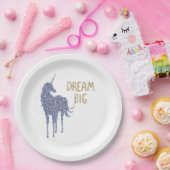 Goldener Glitzer Traumstrecke Big Unicorn Pappteller (Party)