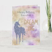 Goldener Glitzer Traumstrecke Big Unicorn Personal Karte (Vorderseite)