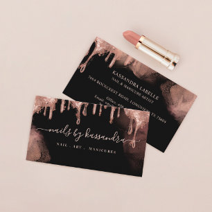 Goldener Glitzer Tropfen Glam Nail Kunstvoll wande Visitenkarte