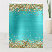 Goldener Glitzer Türkis Blue Big Happy Geburtstag Karte (Rückseite)