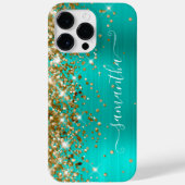 Goldener Glitzer Türkis Glam Moderne Girly Signatu Case-Mate iPhone Hülle (Rückseite)