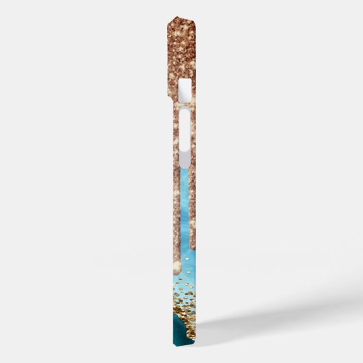 Goldener Glitzer Türkisblau Glitzer Tropfen Case-Mate iPhone Hülle (Rückseite / Links)