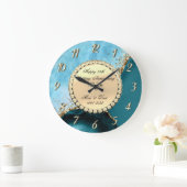 Goldener Glitzer Türkismarmor 25. Hochzeit Große Wanduhr (Zuhause)