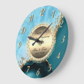 Goldener Glitzer Türkismarmor 50. Hochzeit Große Wanduhr (Winkel)