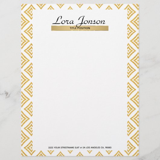 Goldener Glitzer über weißem Hintergrund Briefbogen (Vorderseite)