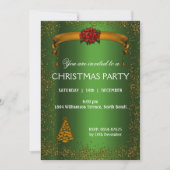 Goldener Glitzer und grüne Weihnachten Einladung (Vorderseite)