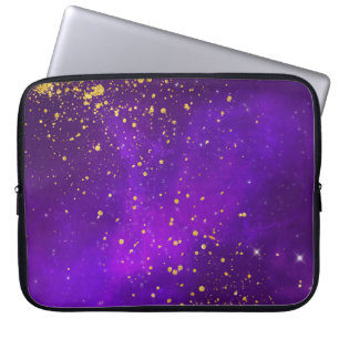 Goldener Glitzer und Lila Galaxy-Laptop-Sieb Laptopschutzhülle