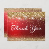 Goldener Glitzer und Roter Wald 40. Geburtstag Dankeskarte (Vorne/Hinten)