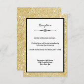 Goldener Glitzer und Schwarzer Rahmen-Empfang-Einl Begleitkarte (Vorne/Hinten)