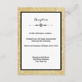 Goldener Glitzer und Schwarzer Rahmen-Empfang-Einl Begleitkarte