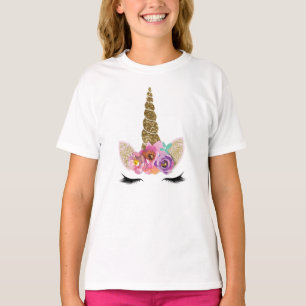 Goldener Glitzer Unicorn Horn Blumenzellenmuseum M T-Shirt
