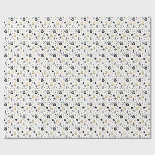 Goldener Glitzer Weihnachts-Schneeflocke mit Ball Geschenkpapier (Flach)