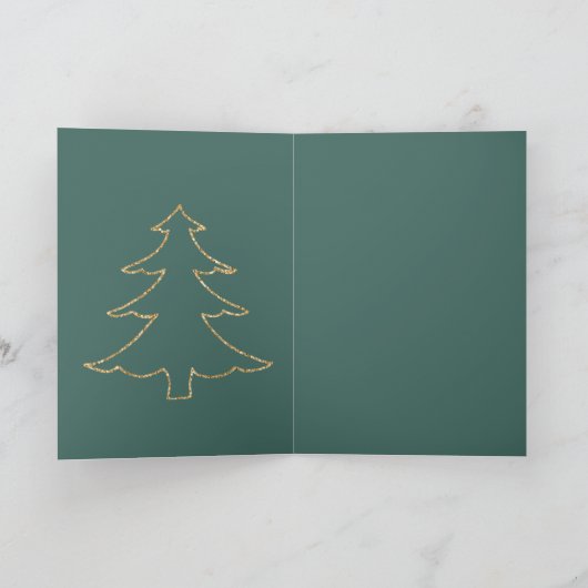 Goldener Glitzer Weihnachtsbaum Pine Green Peace Karte (Innenseite)