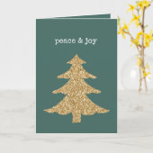 Goldener Glitzer Weihnachtsbaum Pine Green Peace Karte (Gelbe Blume)