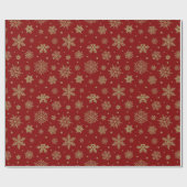 Goldener Glitzer Weihnachtsschneeflocken Festlich Geschenkpapier (Flach)