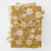 Goldener Glitzer Weiße Schneeflocken Geschenkpapier Set (Beispiel)