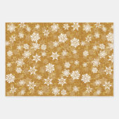 Goldener Glitzer Weiße Schneeflocken Geschenkpapier Set (Vorderseite)