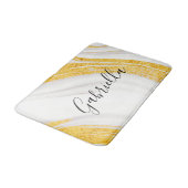 Goldener Glitzer Weißer Marmor Badematte (Schrägansicht)