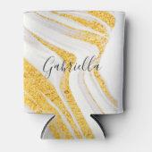 Goldener Glitzer Weißer Marmor Dosenkühler (Vorderseite)