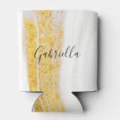 Goldener Glitzer Weißer Marmor Dosenkühler (Rückseite)