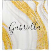 Goldener Glitzer Weißer Marmor Duschvorhang (Vorderseite)