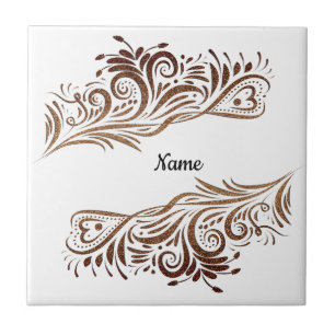Goldener Glitzer Wirbel Doodle Elemente Romantisch Fliese