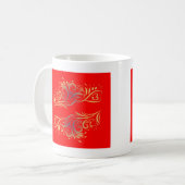 Goldener Glitzer Wirbel Doodle Elemente Romantisch Kaffeetasse (Vorderseite Links)