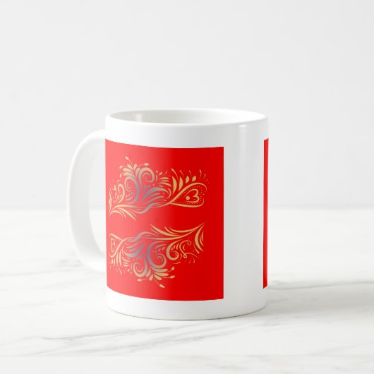 Goldener Glitzer Wirbel Doodle Elemente Romantisch Kaffeetasse (Vorderseite Links)