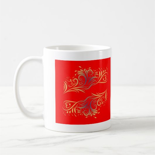 Goldener Glitzer Wirbel Doodle Elemente Romantisch Kaffeetasse (Links)